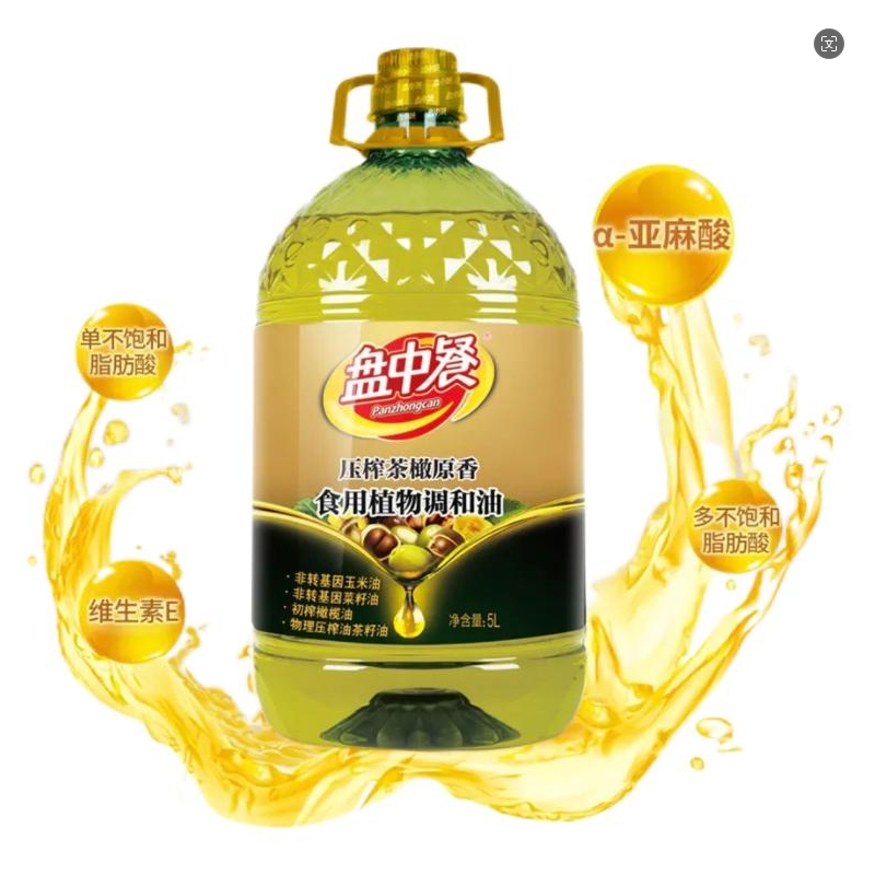 盘中餐 压榨茶橄原香食用植物调和油 5L/桶高清大图