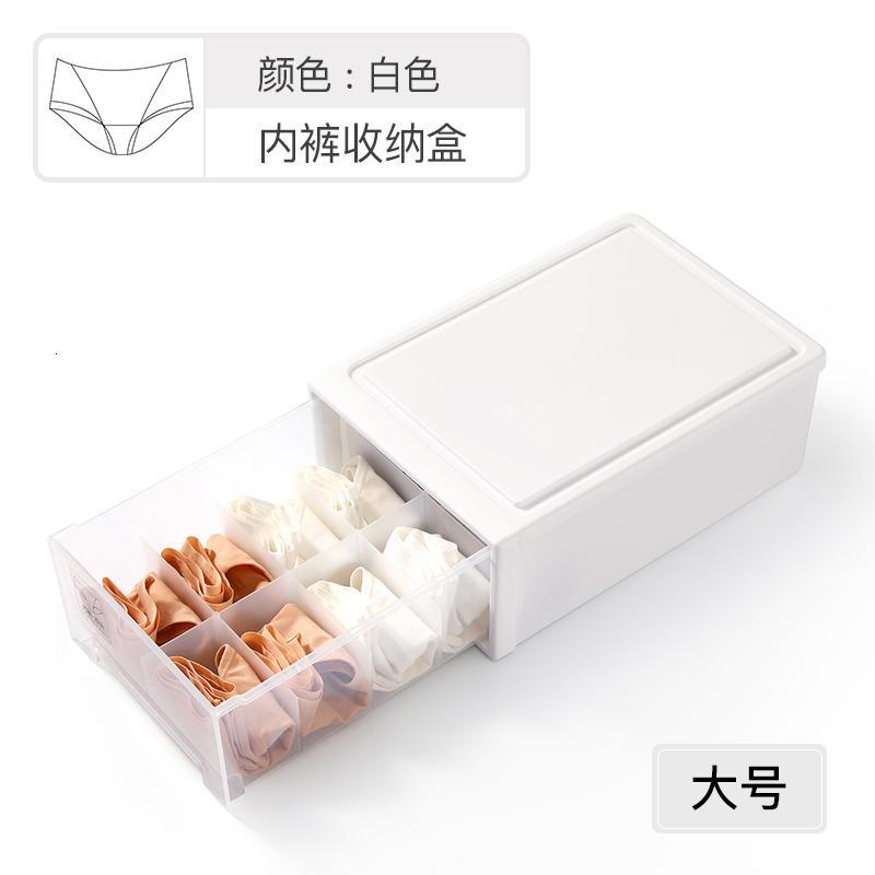 衣柜内衣收纳盒抽屉式家用内裤收纳文胸袜子整理箱分格三合一_3_797 大号白色【10格】