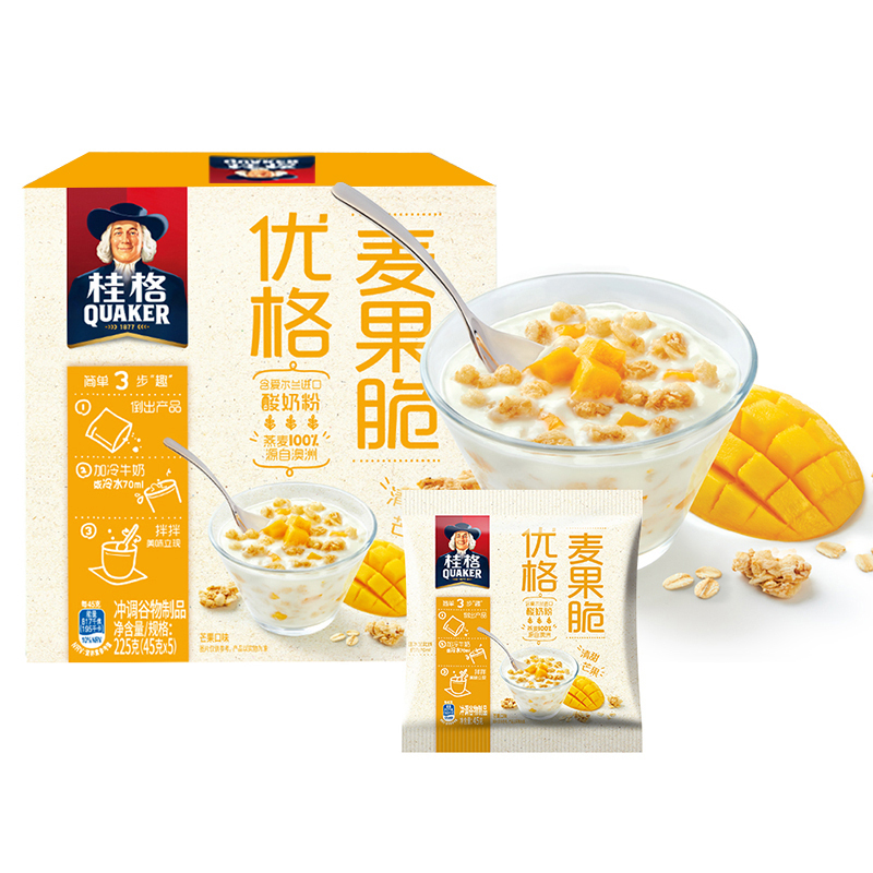 桂格(QUAKER) 麦果脆 优格芒果225克