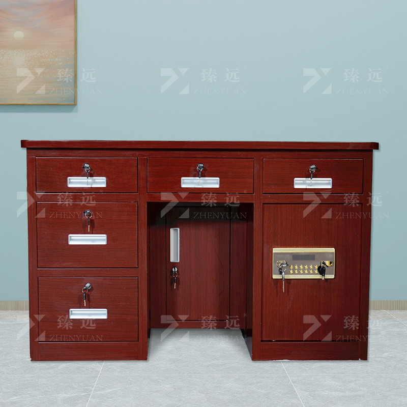 臻远 BXZ-10 钢制保险桌可投币收银财务桌1.2m木纹五斗电子锁