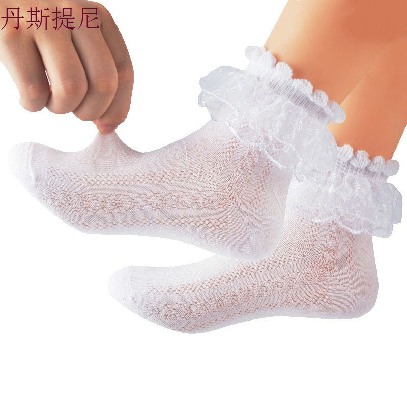 子女童公主蕾丝纯棉1宝宝3儿童5夏季薄款7春秋9岁白色短袜