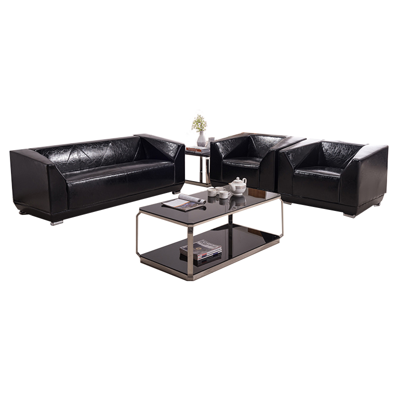 匡大 办公沙发组合商务接待西皮沙发组合三人位KDSF0808 黑色高清大图