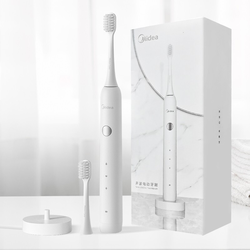 美的(Midea)电动牙刷软毛声波全自动 防水感应式充电 2刷头 MC-AJ0101冰川白(单位:支)