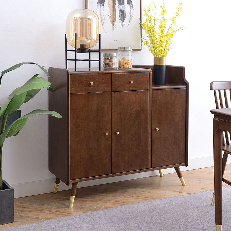 多层大容量纯实木三门鞋架木质矮柜靠墙玄关柜门厅柜