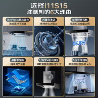 华帝(vatti)欧式抽油烟机S15变频26风量吸力油烟机燃气灶热水器套装 i11S15+75B+253-16(天然气)