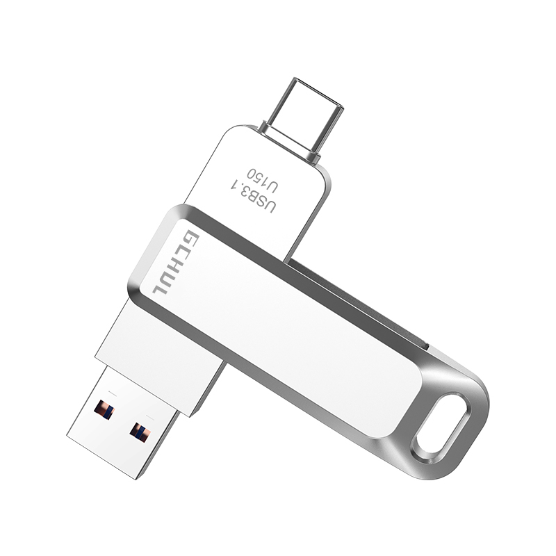 杰储(GCHUL)UP1400 霞光系列 256G USB3.1双接口U盘/优盘 (计价单位:个) 银色高清大图