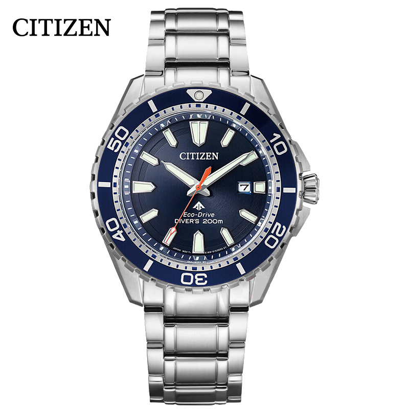 西铁城(CITIZEN)手表男士日韩品牌光动能不锈钢表壳蓝色表盘运动时尚男表BN0191-80L