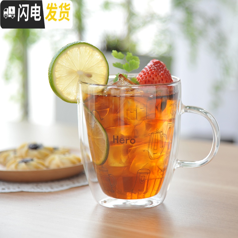 三维工匠玻璃杯双层透明马克杯简约咖啡杯水杯可高温牛奶杯欧式果汁杯咖啡器具高清大图