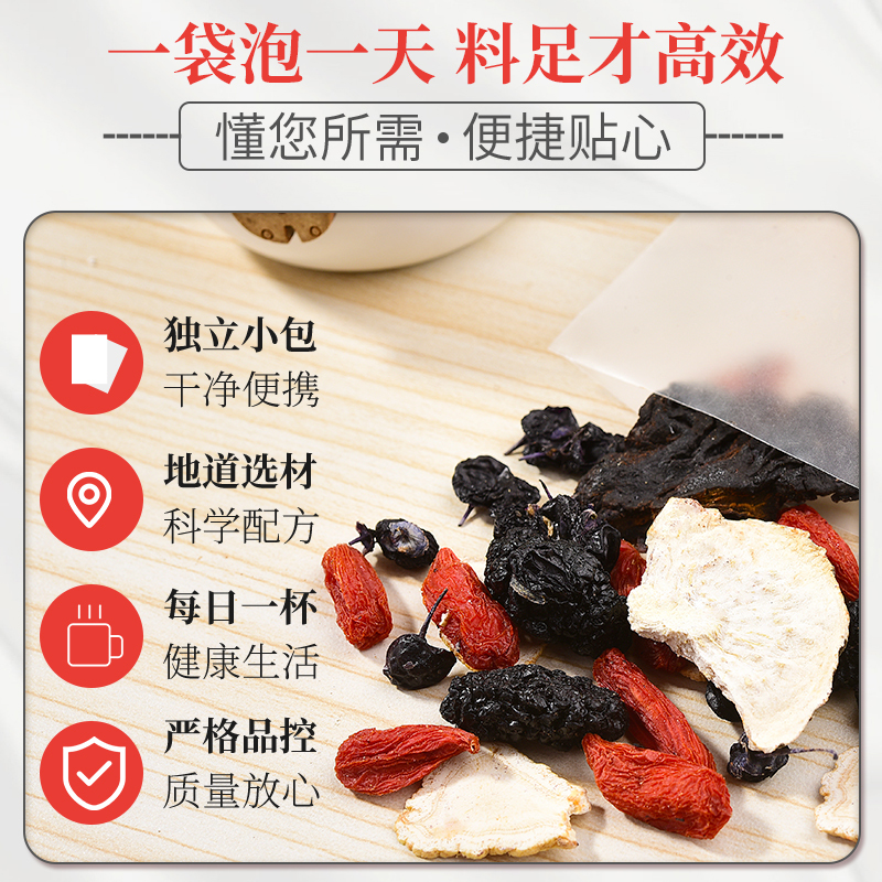 润弘永堂 人参五宝茶120g 黑枸杞红枸杞黑玛卡片黄精片桑葚人参片 男人滋补八宝茶养生养护茶滋补品
