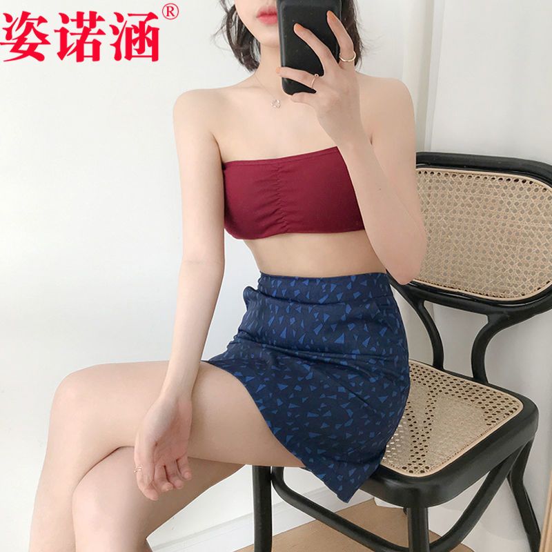 黑色 1件 均码 80-130斤 露肩内衣无肩带防滑聚拢无钢圈胸罩薄款抹胸裹胸女打底背心带排扣