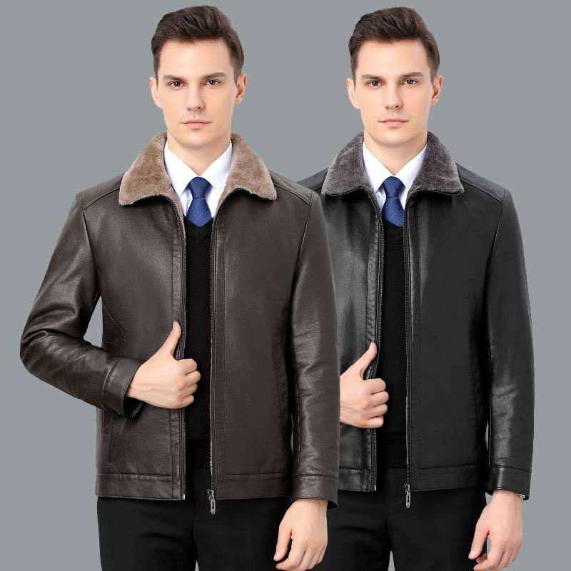 2024春秋新款海宁真皮皮草男士皮衣加厚加绒皮毛一体男韩版修身皮夹克帅气外套潮生态皮毛一体男海宁真皮皮衣羊羔毛羊皮外套图片