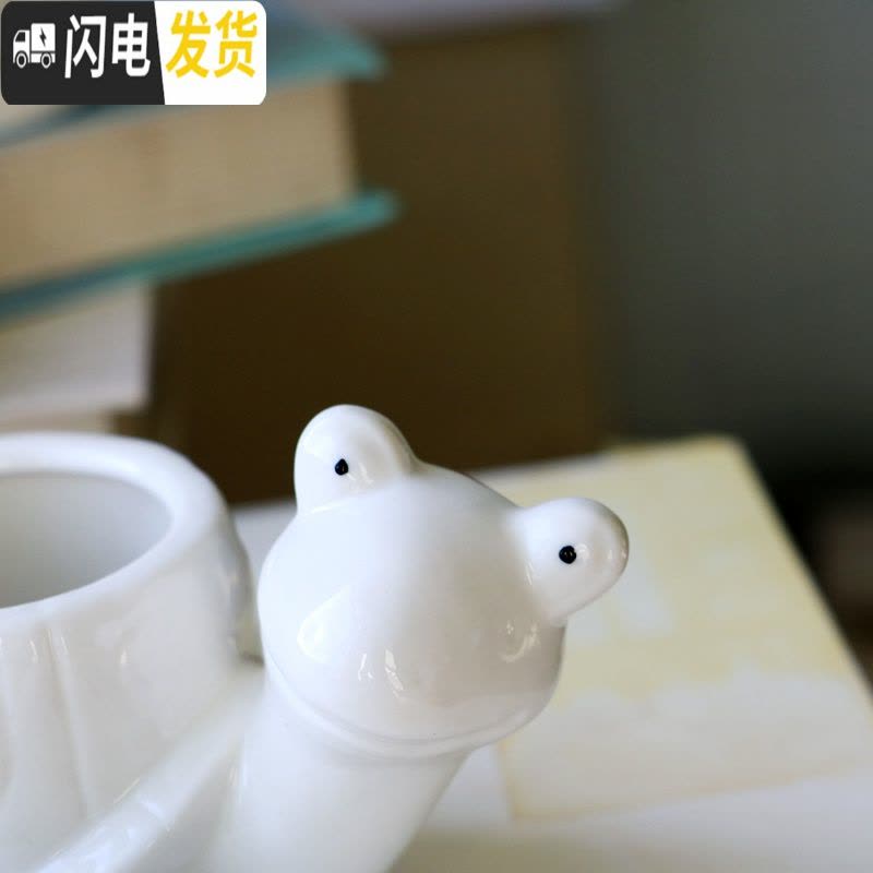 三维工匠创意多肉白色动物陶瓷小花盆家用植物陶瓷盆卡通萌萌可爱阳台个性 小乌龟(无托) 小花盆容器图片