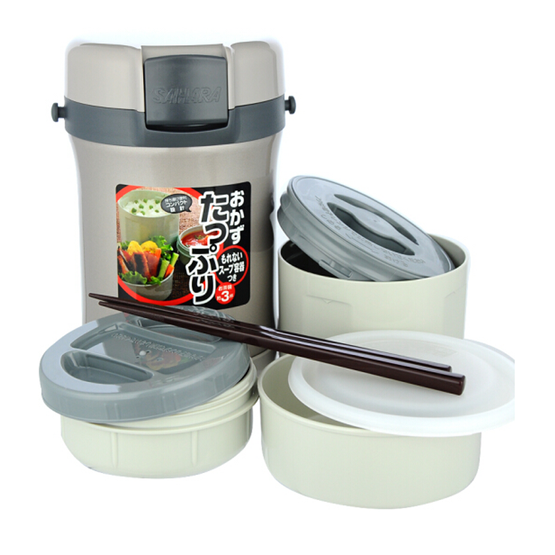 虎牌(tiger)便当盒不锈钢保温饭盒真空隔热多层保鲜盒 LWU-A17C 1.7L 哈尔滨政企平台自操作
