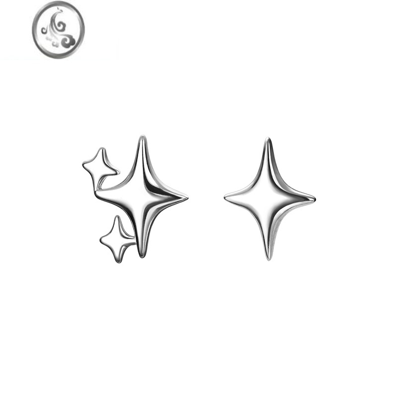 jimi[]925银银四芒星耳钉星星耳环女夏季2023新款耳饰小众