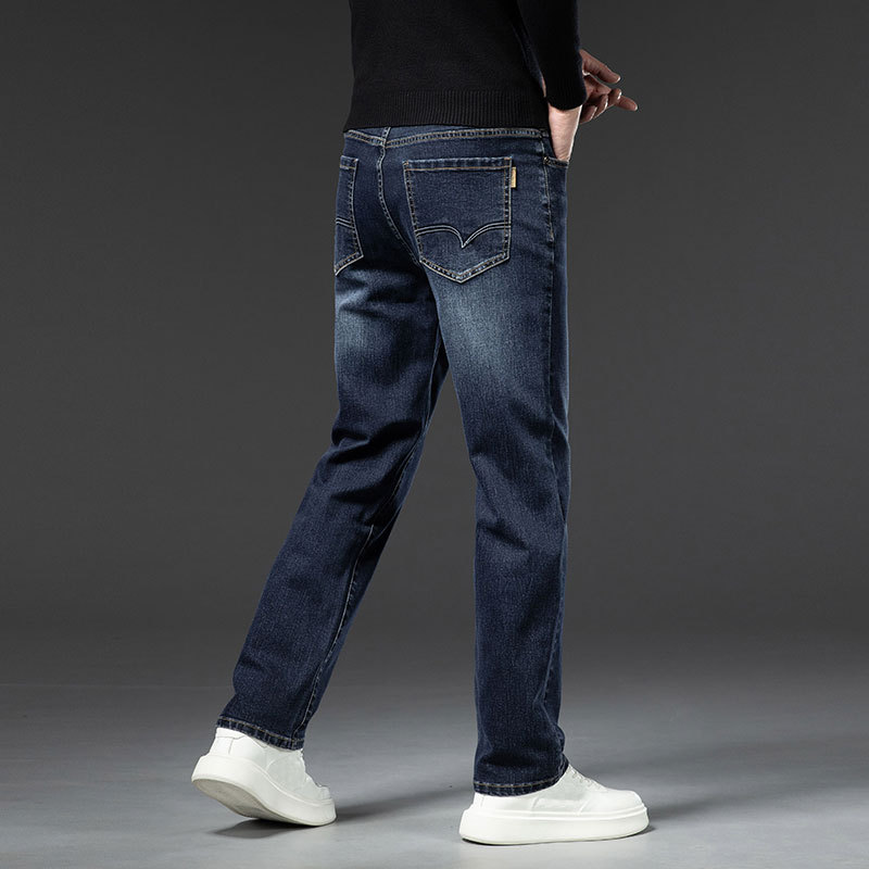 秋冬新款直筒牛仔裤男高级感商务高级感弹力宽松百搭中年爸爸裤子_15284高清大图