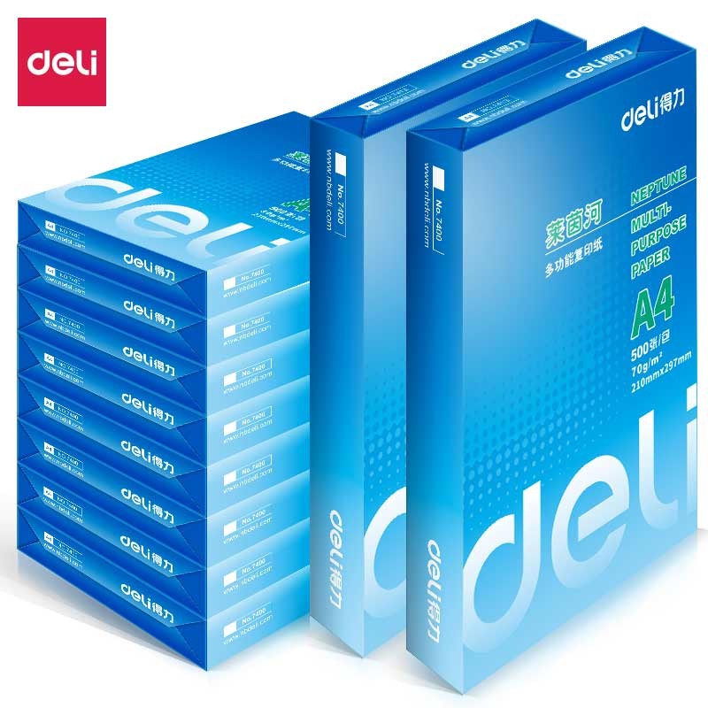 得力(deli) 7403莱茵河 A4 70g 500张/包 复印纸 (计价单位:包) 白色高清大图