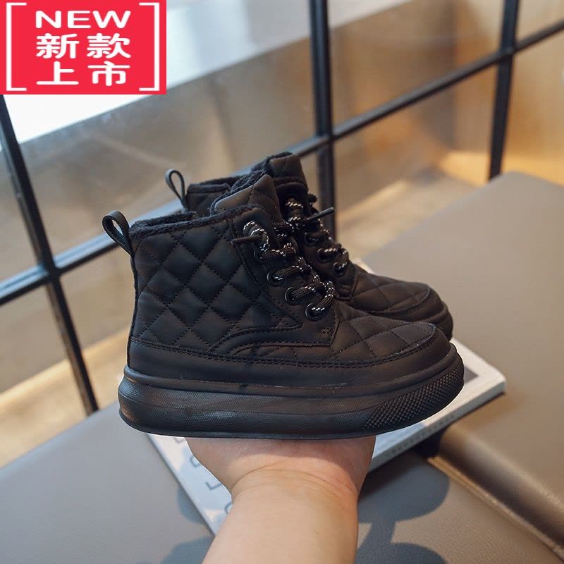 可莉允女童靴子2022冬季新款时尚儿童保暖短靴加绒面包靴男童二棉靴冬靴图片