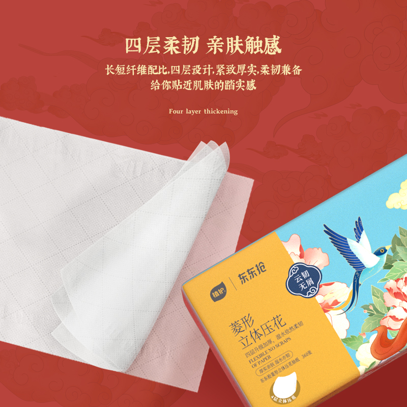 植护 东东抢国潮系列压花抽纸 153*175/4层 90抽 6包/提 ZH2734N6高清大图