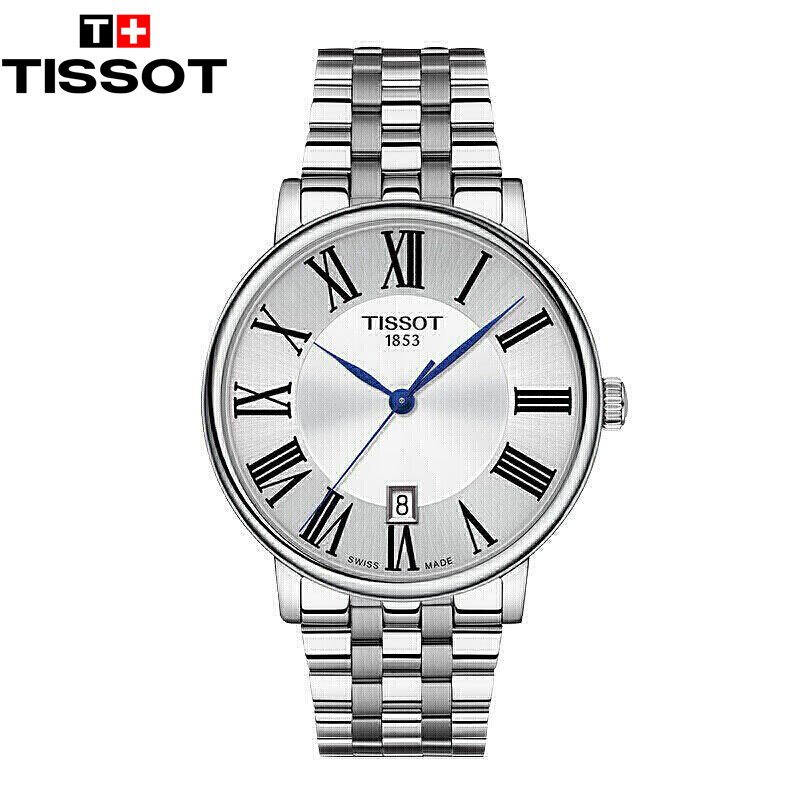 天梭(TISSOT)瑞士手表 卡森臻我系列腕表 钢带石英男表T122.410.11.033.00