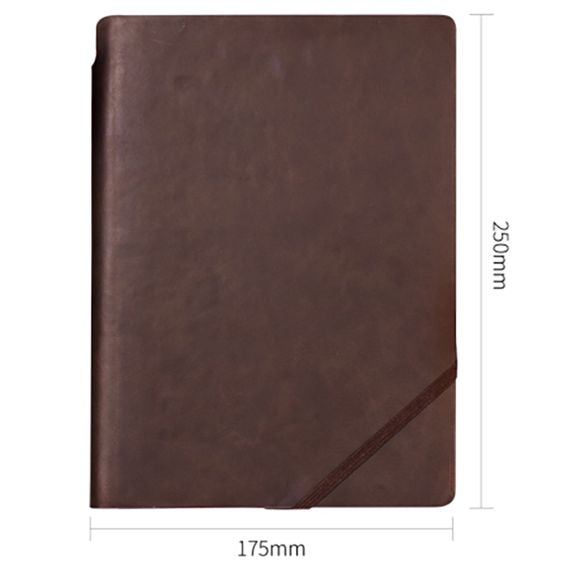 得力22260大号厚商务笔记本子文具 斜绑带复古皮面本记事本办公用品 16K120张棕色