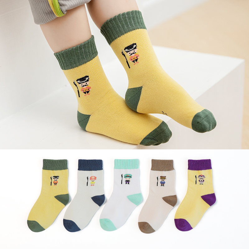jeenh儿童袜子春秋纯棉中筒袜中大童男童卡通可爱远动全棉袜子