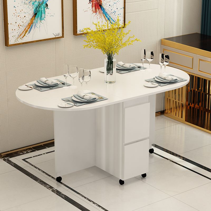 简易多功能圆形折叠餐桌椅组合餐桌小户型家用可移动简约4人饭桌视频