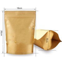 趣涉家居100个牛皮纸袋自封袋密封加厚红枣茶叶瓜子自立食品包装袋子收纳用品收纳袋