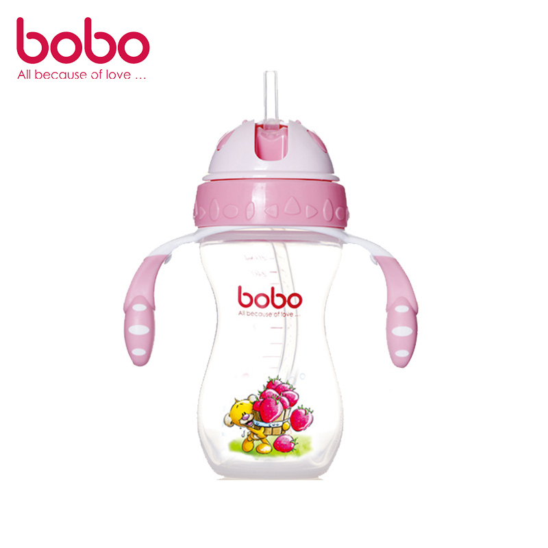 乐儿宝(bobo)一瓶两用PP学饮杯260ML粉色 适用6个月以上 水杯水壶