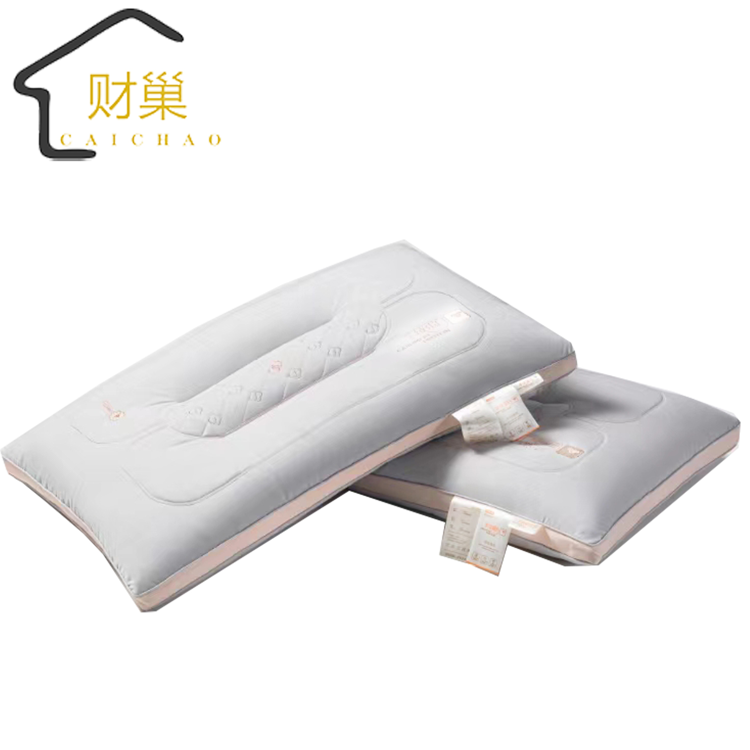 财巢 羊绒蛋白枕枕芯 48*74cm/只高清大图