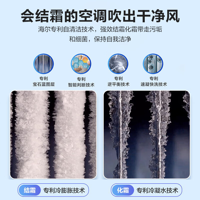 海尔空调挂机 1.5匹 新一级能效 变频冷暖 家用节能省电 自清洁壁挂式空调KFR-35GW/B1KKC81U1高清大图
