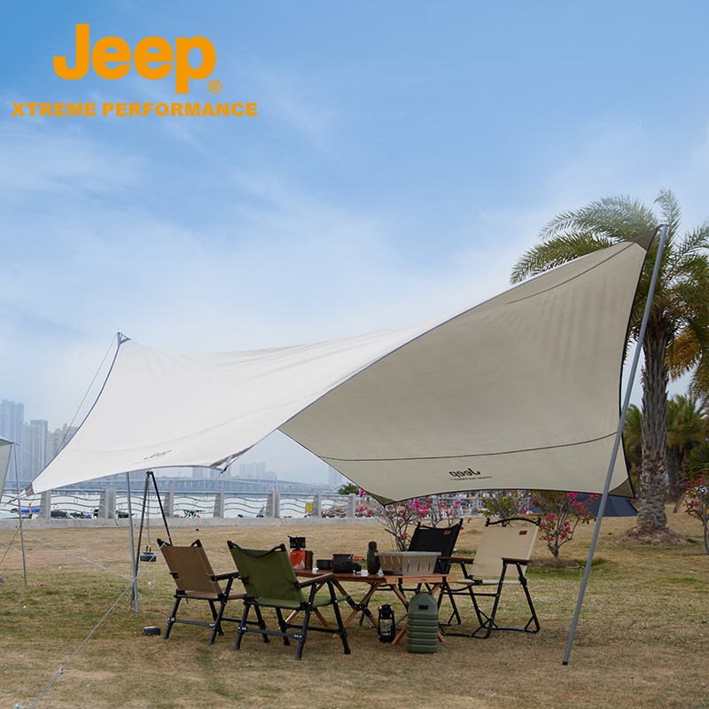 Jeep吉普6角天幕外防晒凉棚经典矩形天幕帐篷便携式野营炊布遮阳棚帐篷垫子露营装备