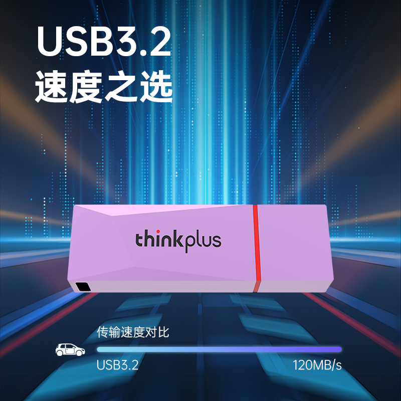 联想ThinkPlus USB3.2金属U盘 高速读写120MB/S大容量电脑U盘 TU180系列紫色 32GB高清大图