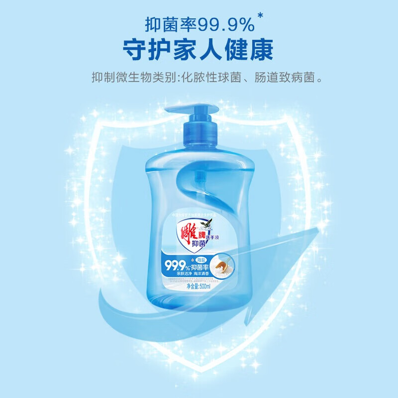 雕牌 海盐洗手液500ml清香家用便携健康护手 500ml*1瓶