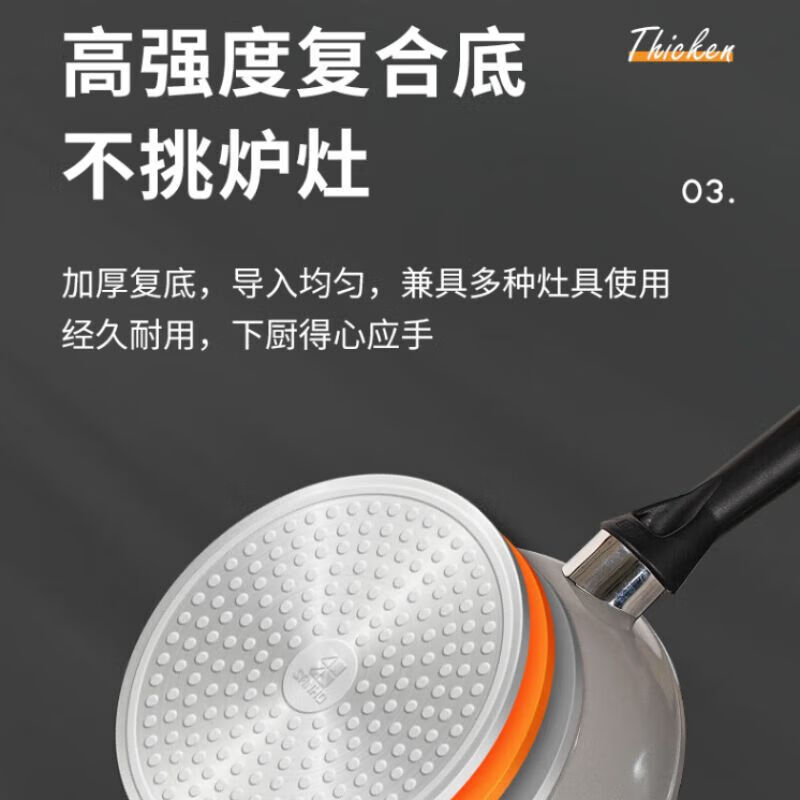 三禾煎蛋煎牛排锅少油烟磁炉通用24cm平底锅/LJ24K6高清大图