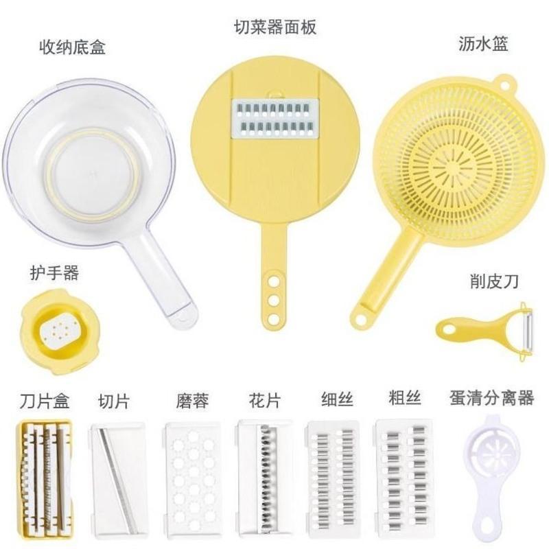多功能切菜器 刨丝器 土豆丝切丝器护手擦丝器擦菜板厨房利器 简约款5合1[无削皮护手器]