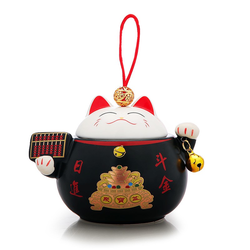 猫摆件家居摆放装饰品茶叶罐小号陶瓷摆件创意礼品 三维工匠 黄色猫高清大图