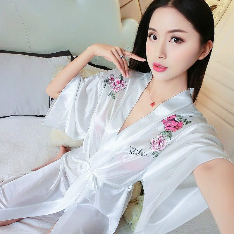 夏季睡衣女长款诱惑浴袍薄款睡衣冰丝女性感情趣睡袍单件套睡裙