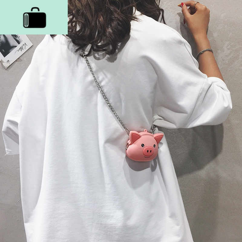 ins超火迷你小包包女2019新款百搭少女链条斜挎包可爱小猪零钱包NEW LAKE
