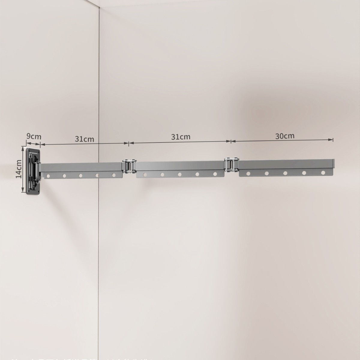力豪折叠浴帘 浴室洗澡遮挡防水布 高档隐形强粘卫生间干湿分离隔断 枪灰三折晾衣架
