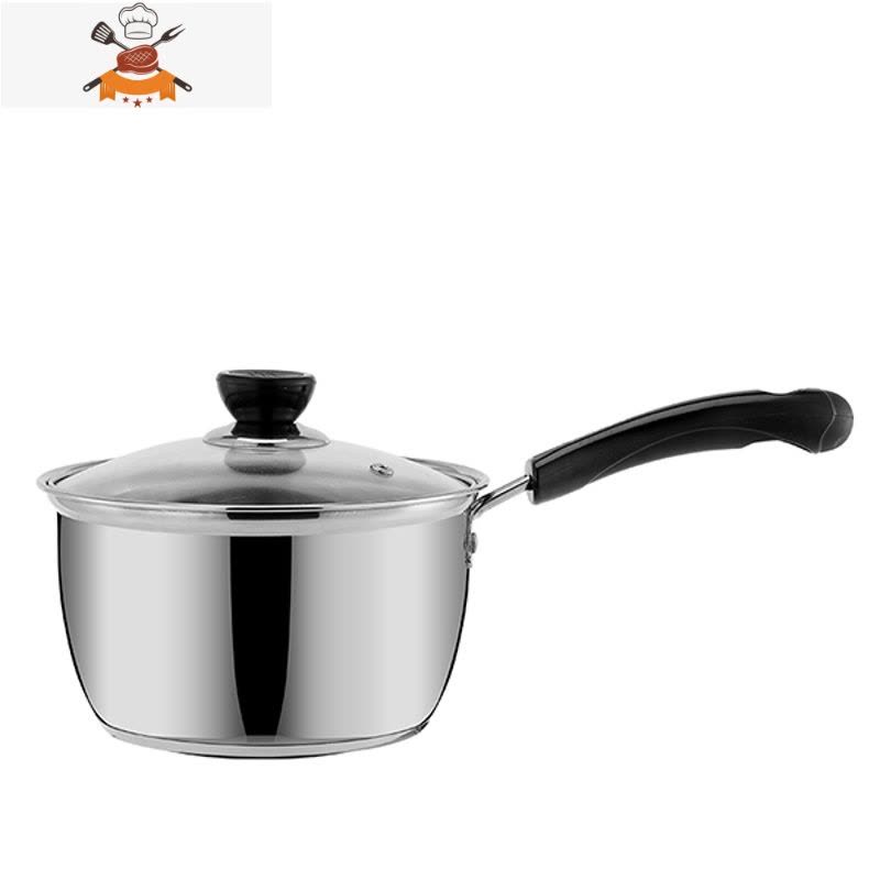 敬平不锈钢加厚汤锅奶锅火锅蒸锅小炖锅不粘锅多用锅煤气炉电磁炉通用 加厚双柄16cm[带盖]图片