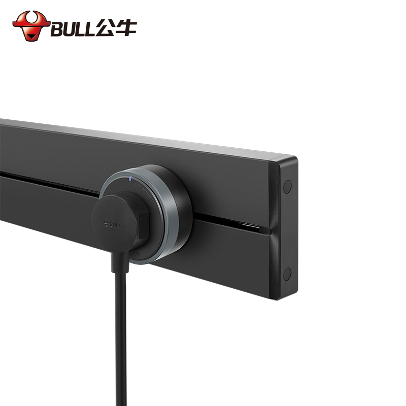 公牛(bull)GN-GB1黑色1000mm轨道插座+5个五孔移动轨道插座厨房专用电力滑轨插排家用多功能明装无线排插高清大图