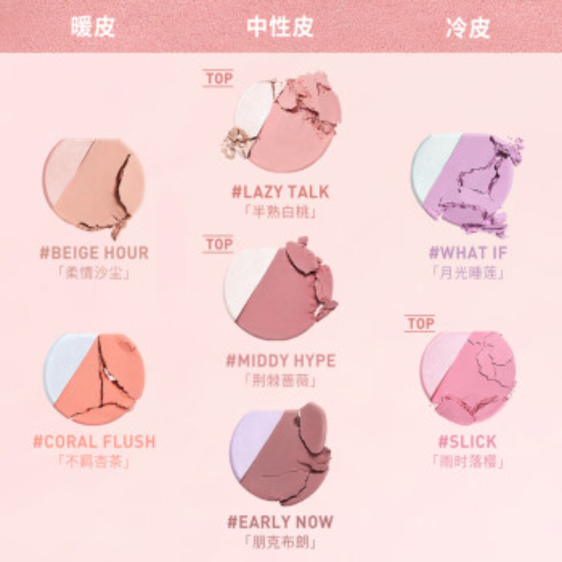 苏宁 3CE 焕妆腮红盘 半熟白桃#LAZY TALK高清大图