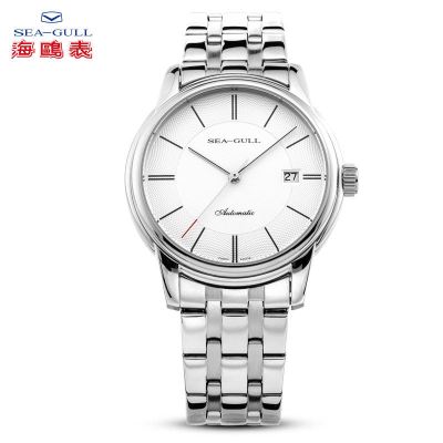 海鸥表(SEAGULL)手表 女士商务休闲 复古单历钢带自动机械表女表 女士腕表白盘条棍钢