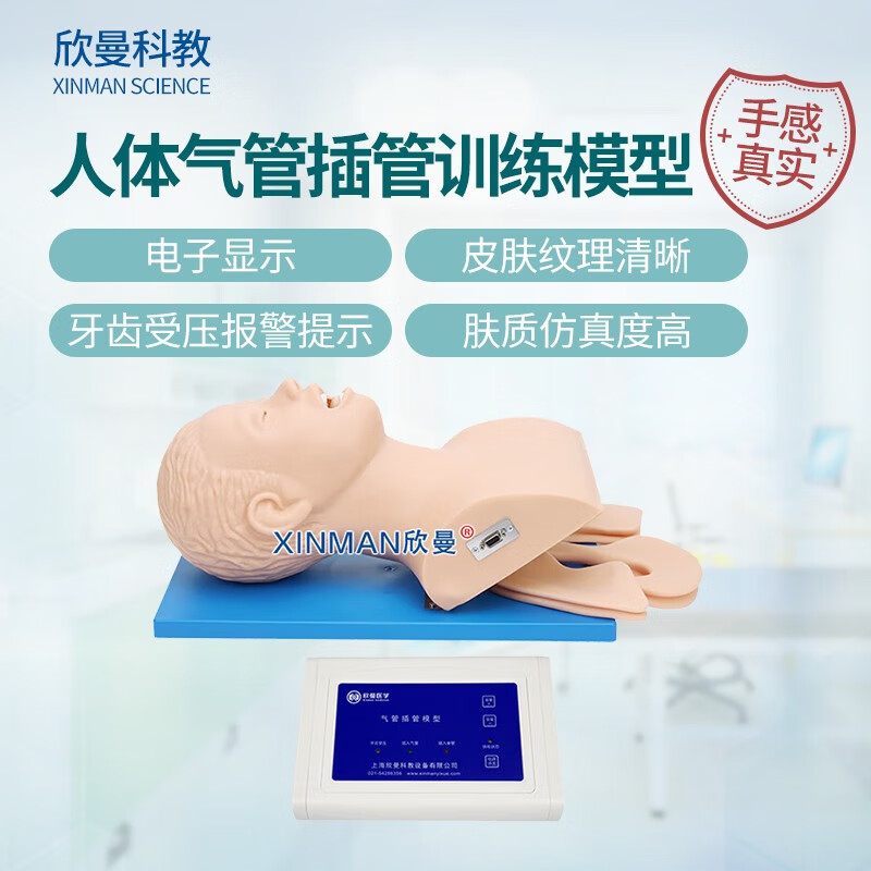 欣曼科教 电子人体气管插管操作训练模型 高级气道管理模拟人XM-5100