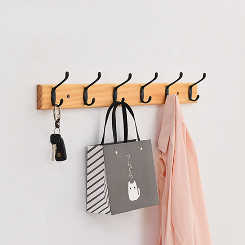 美帮汇实木壁挂衣帽钩后墙上创意挂衣架排钩挂衣钩卧室墙壁衣帽架 复古色五钩高清大图