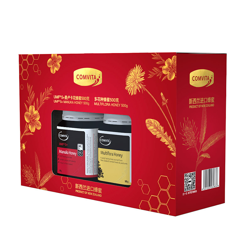 康维他（COMVITA）麦卢卡蜂蜜5+ 多花种500g两瓶礼盒装 新西兰进口 蜂蜜礼盒