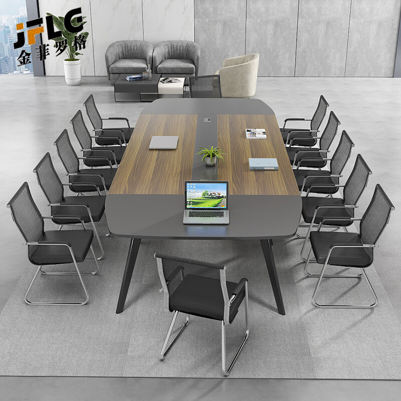苏宁 金菲罗格 办公家具 现代简约钢制会议长条洽谈桌高清大图