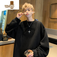 YANXU美式复古卫衣男潮牌百搭宽松休闲外套绒套套百X闲 2XL 黑色