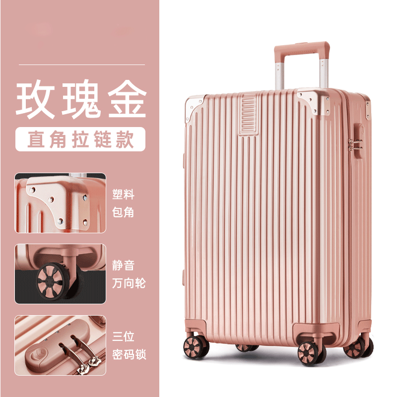 淘尔杰/TAOERJ旅行箱拉杆箱网红ins女男学生密码拉杆万向轮小型旅行登机皮箱子[22寸/直角太空银/拉链款]