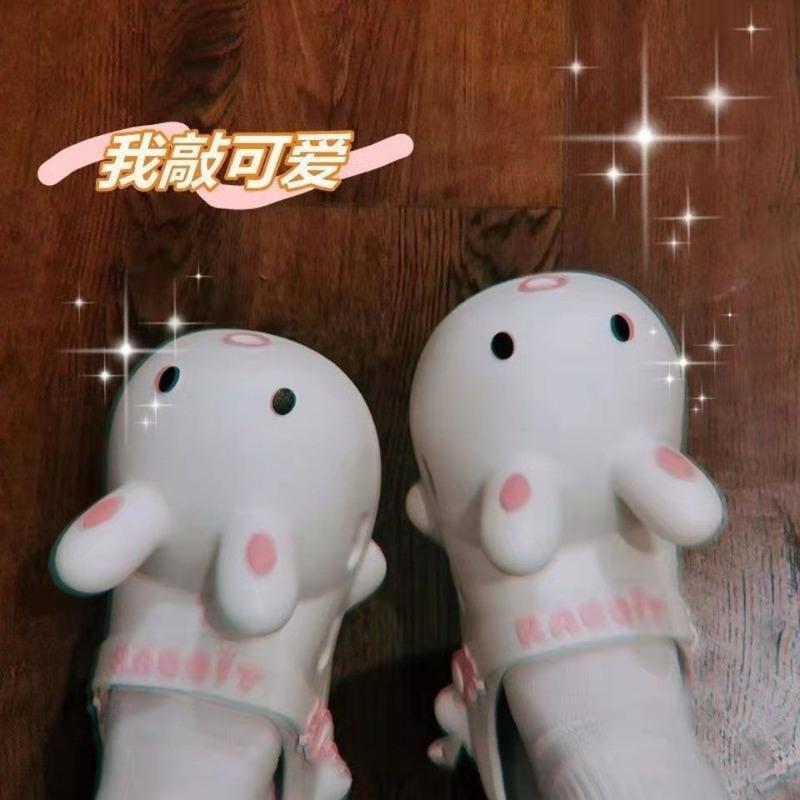 B款黄色 36/37 洞洞鞋夏防滑包头外穿拖鞋女ins潮厚底可爱少女心卡通兔子凉拖鞋